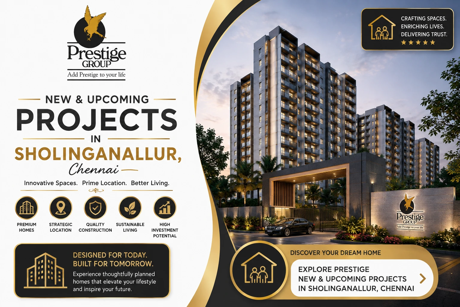 Prestige Group official logo for Sholinganallur residential projects